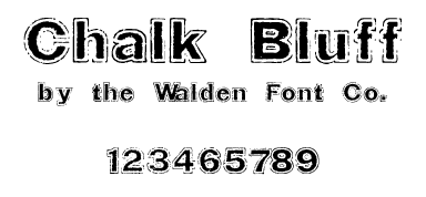 A Wild West style font called Chalk Bluff from the Walden Font Co. It is part of the Wild West Press set of fonts.